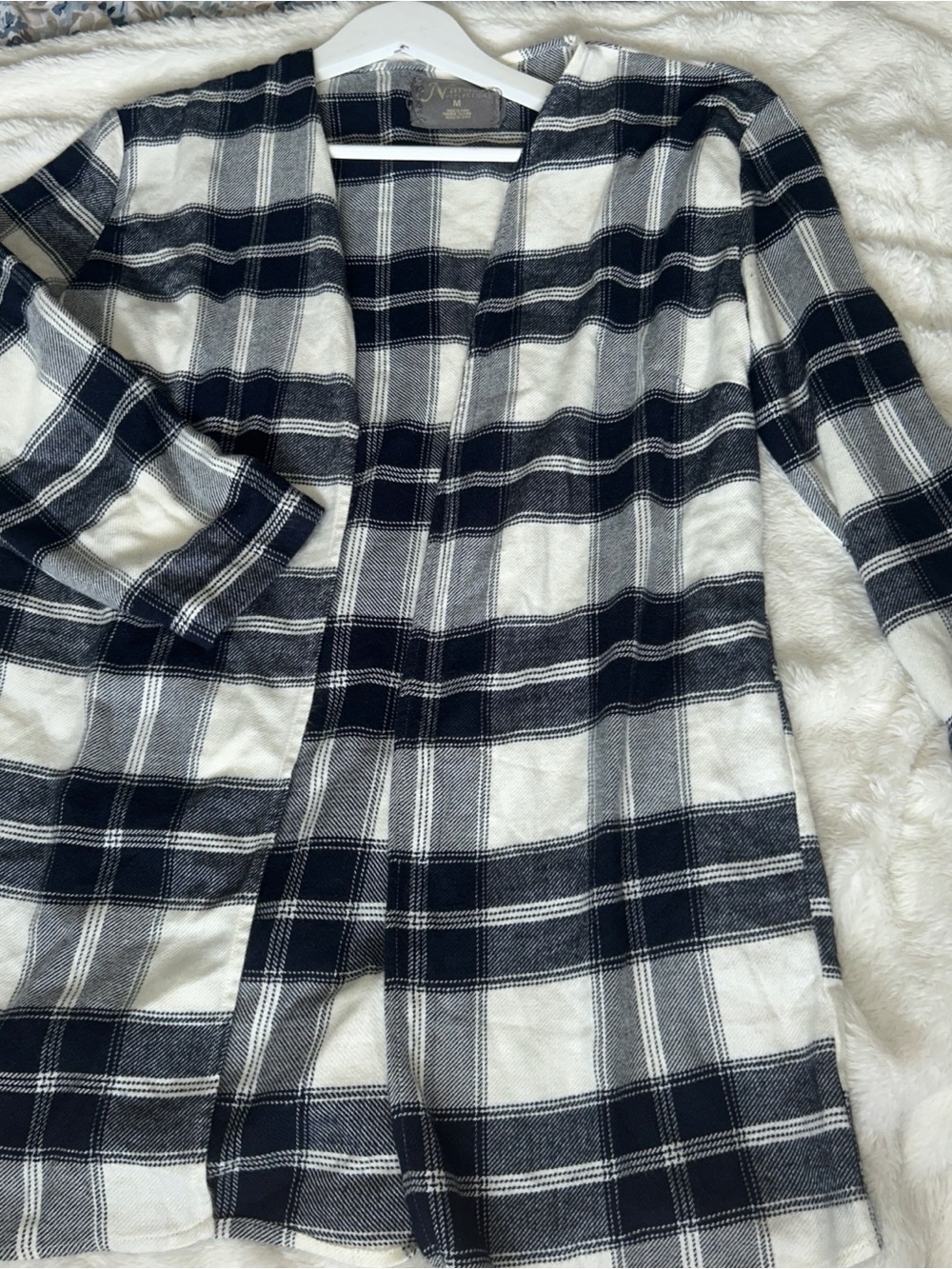 Brandy Melville Black and White Plaid Open Cardigan
